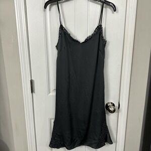 Grey lace slip dress -90s inspired minimalist dark feminine midi. NWT. Small